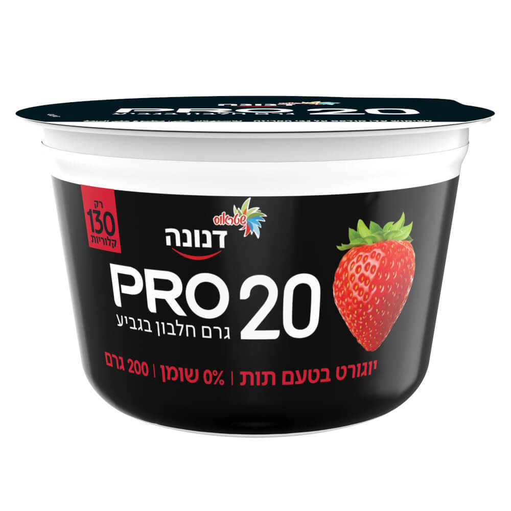 [7290110566975] יוגורט פרו חלבון בטעם תות 0%, 200 גרם (שטראוס)